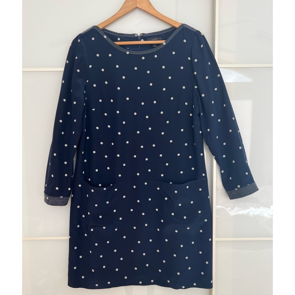 J Crew Silk Polka Dot Shift Dress with Pockets!